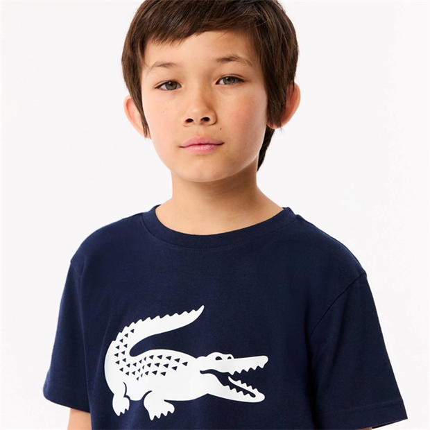 Tricou cu imprimeu Lacoste Large bleumarin