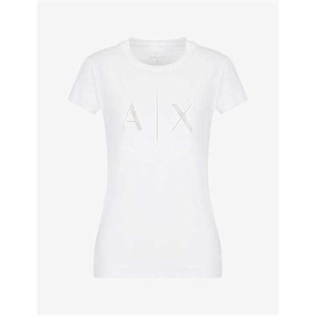 Tricou cu logo ARMANI EXCHANGE AX Slim femei optic alb