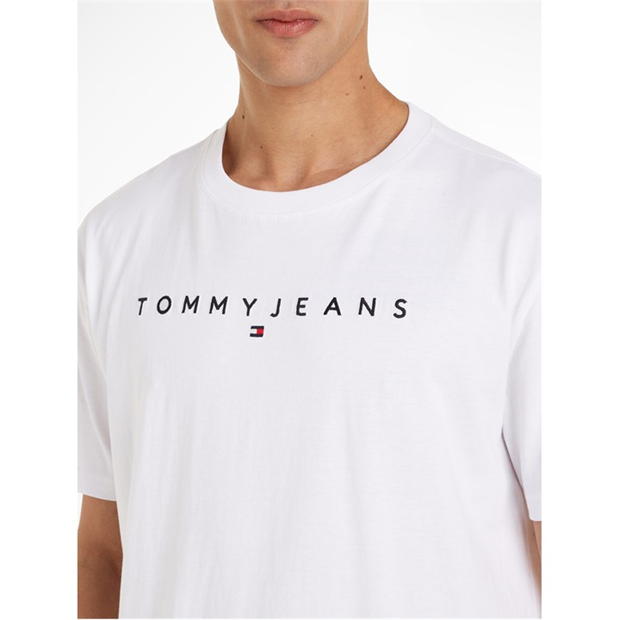 Tricou cu logo Blugi Tommy TJM REG LINEAR EXT alb