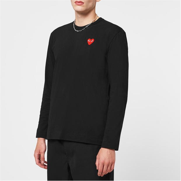 Tricou cu logo COMME DES GARCONS PLAY cu Maneca Lunga Basic -Shirt negru rosu