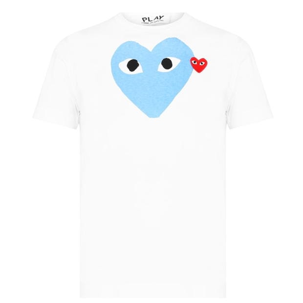 Tricou cu logo COMME DES GARCONS PLAY Double Heart -Shirt albastru