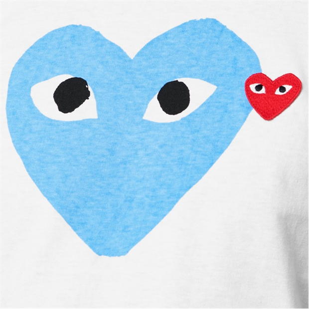 Tricou cu logo COMME DES GARCONS PLAY Double Heart -Shirt albastru