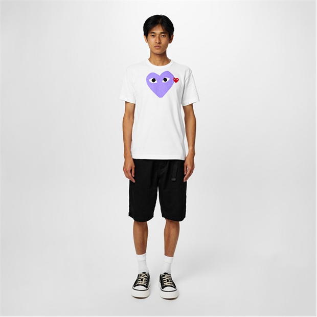 Tricou cu logo COMME DES GARCONS PLAY Double Heart -Shirt mov