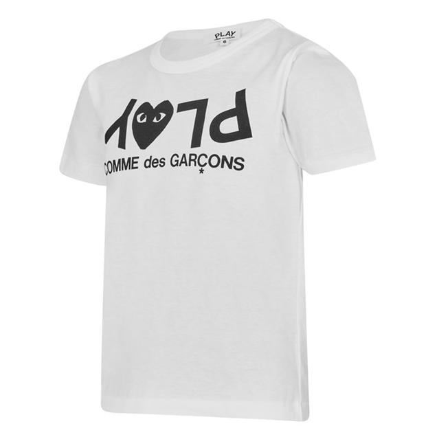 Tricou cu logo COMME DES GARCONS PLAY Juniors Upside Down alb