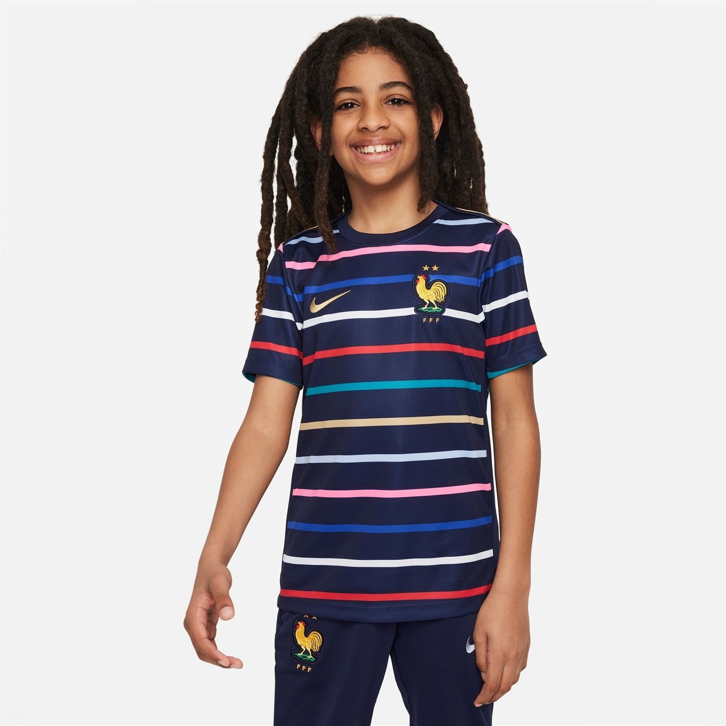 Tricou de joc Nike Franta Academy Pro Acasa Pre- 2024 Juniors albastru