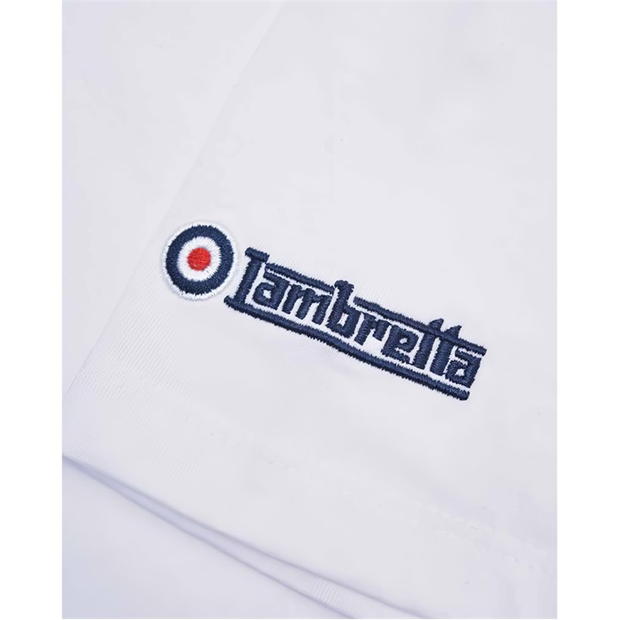 Tricou dungi Lambretta alb bleumarin rosu