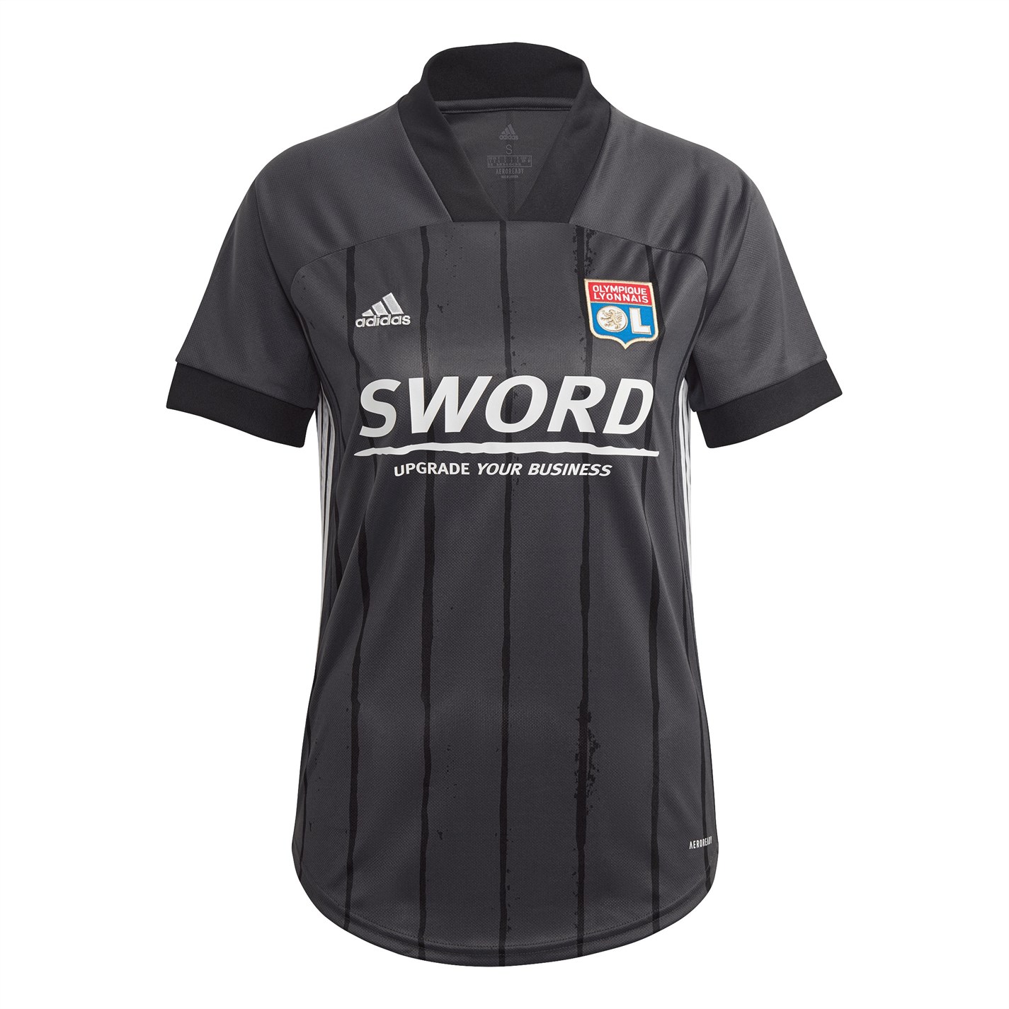 Tricou fotbal Tricou adidas Olympique Lyonnais 20/21 pentru femei gri carbon