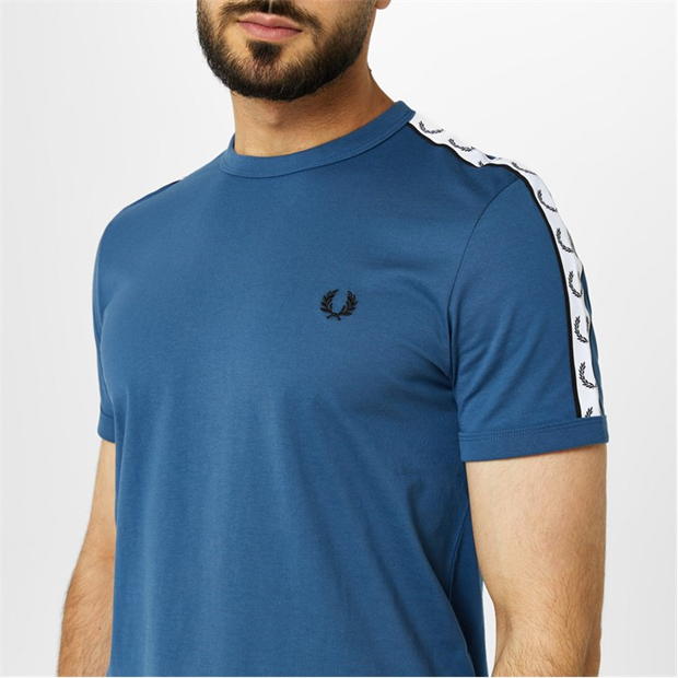 Tricou Fred Perry Taped Ringer albastru