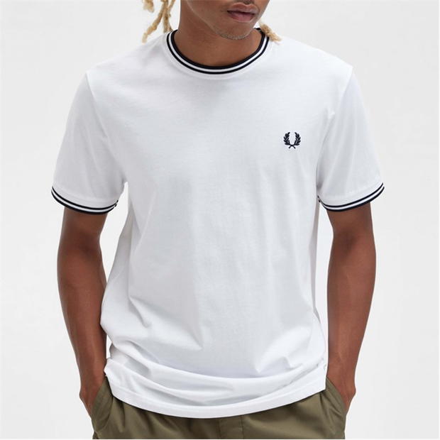 Tricou Fred Perry Twin Tipped alb