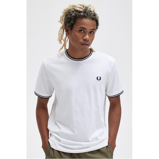 Tricou Fred Perry Twin Tipped alb