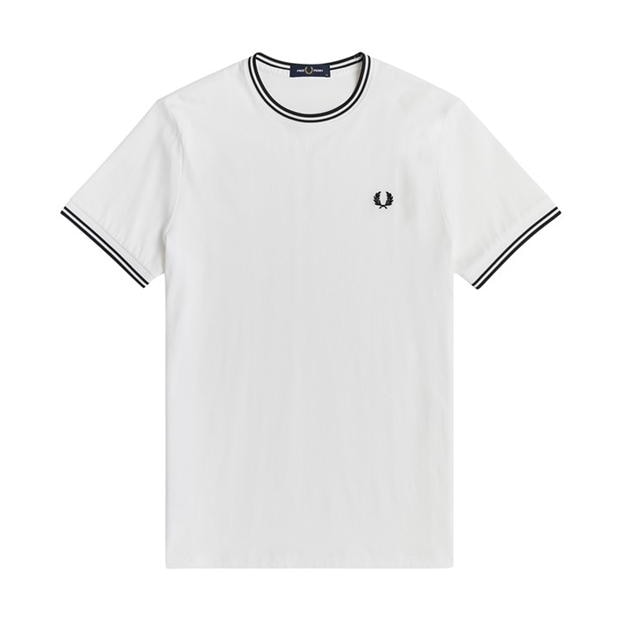 Tricou Fred Perry Twin Tipped alb