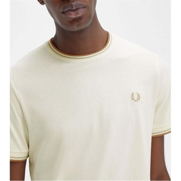 Tricou Fred Perry Twin Tipped alb bej v17