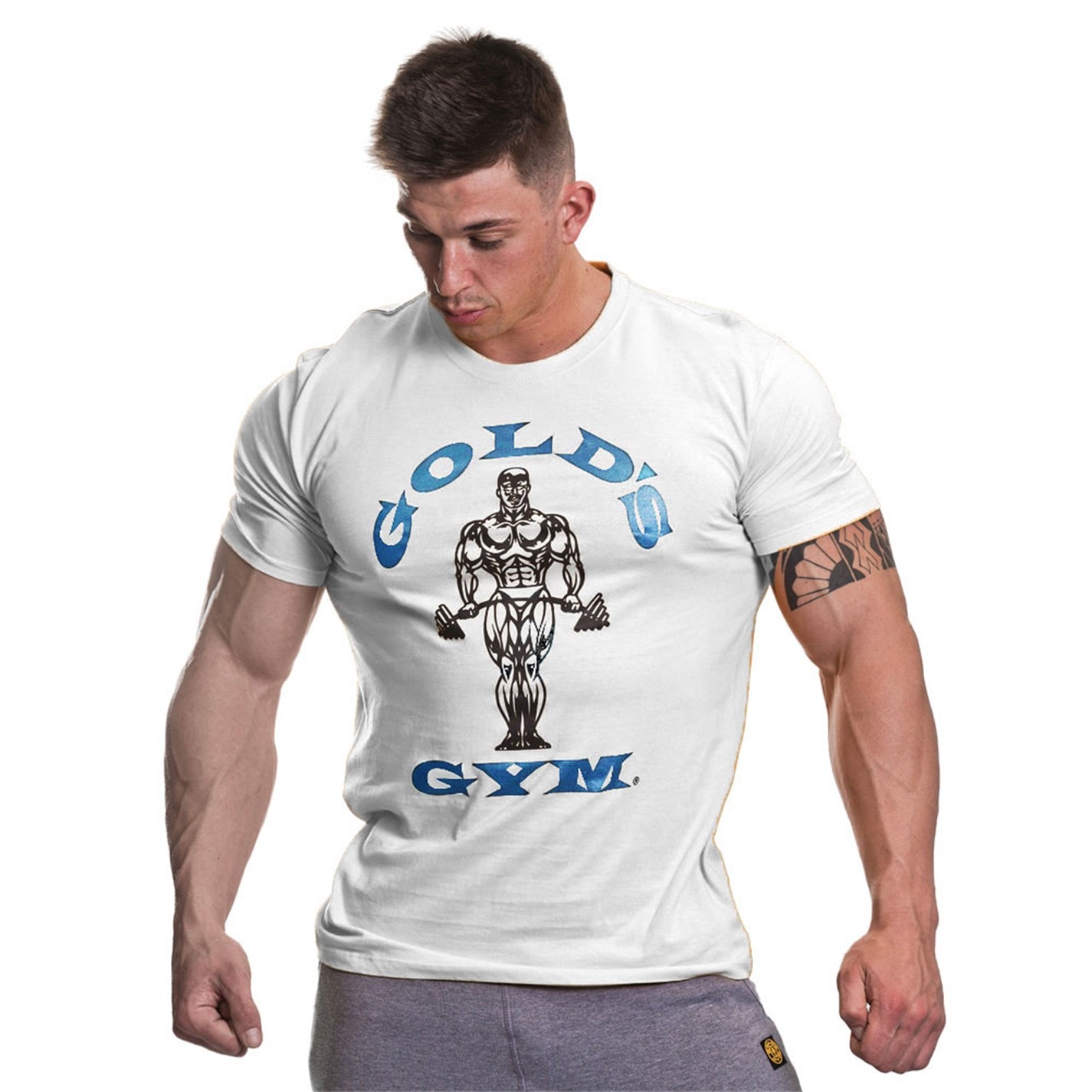 Tricou Golds sala sala Muscle Joe pentru Barbati alb