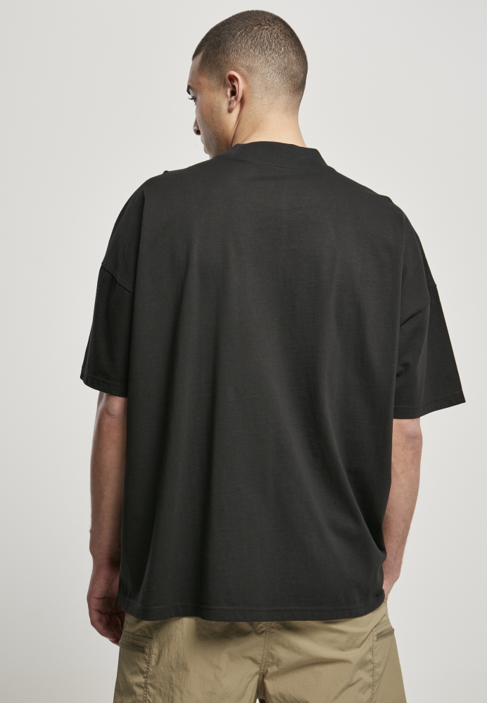 Tricou guler inalt supradimensionat negru Urban Classics