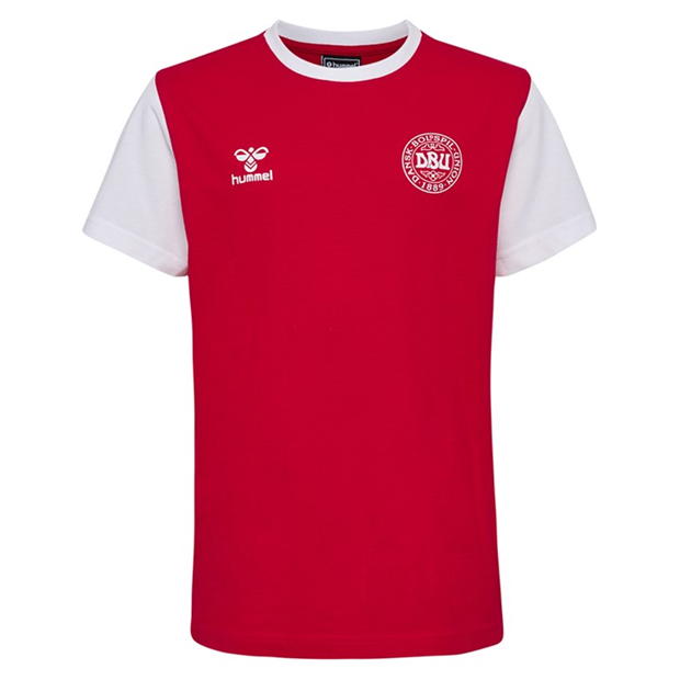 Tricou Hummel Denmark Fan Block pentru copii rosu alb