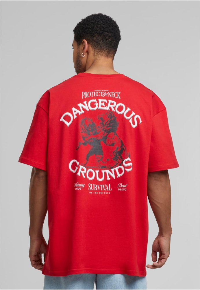 Tricou larg Dangerous Grounds rosu Mister Tee