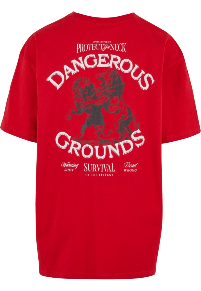 Tricou larg Dangerous Grounds rosu Mister Tee