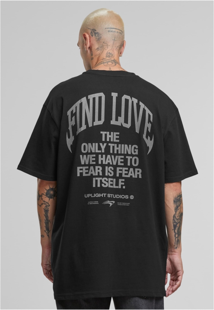 Tricou larg Find Love negru Mister Tee