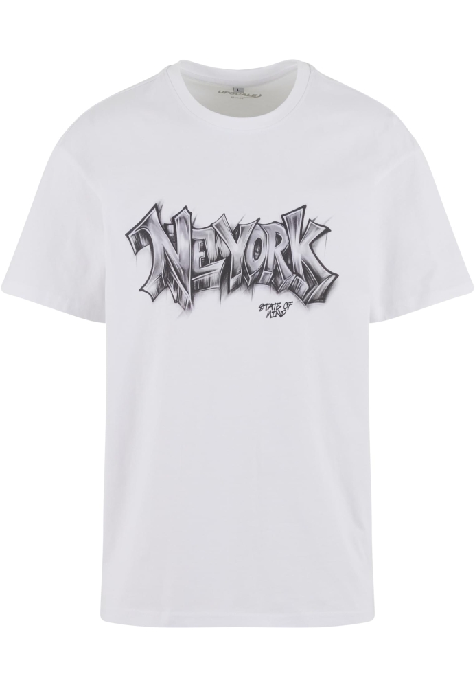 Tricou larg NY Graffiti alb Mister Tee