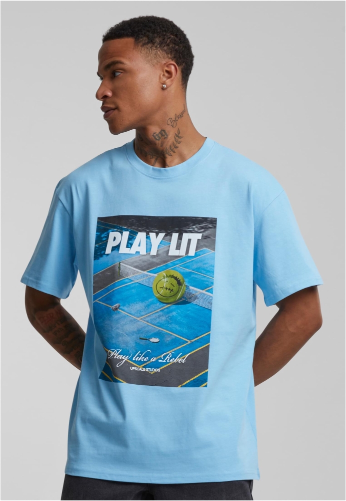 Tricou larg PlayLit Heavy albastru Mister Tee