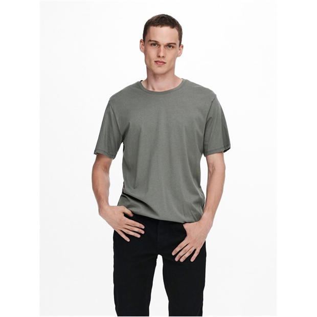 Tricou maneca scurta Only and Sons Matt Longy pentru barbati castor gri