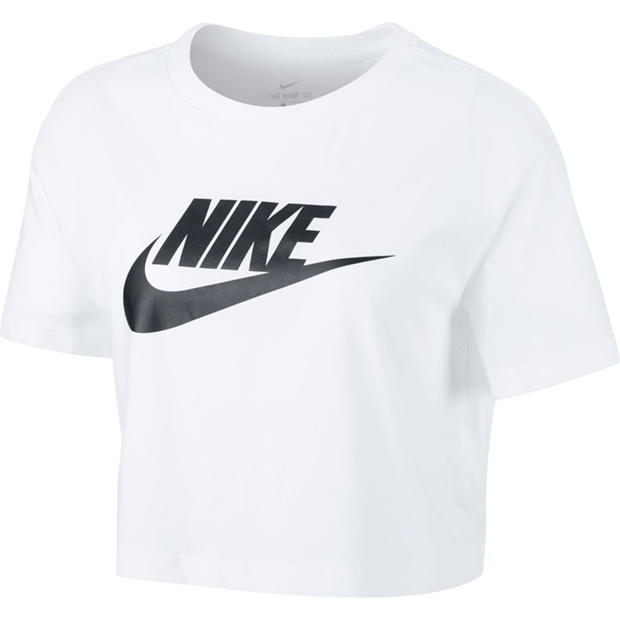 Tricou Nike Sportswear Essential Cropped pentru femei alb negru