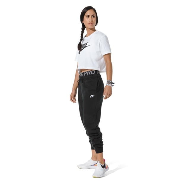 Tricou Nike Sportswear Essential Cropped pentru femei alb negru