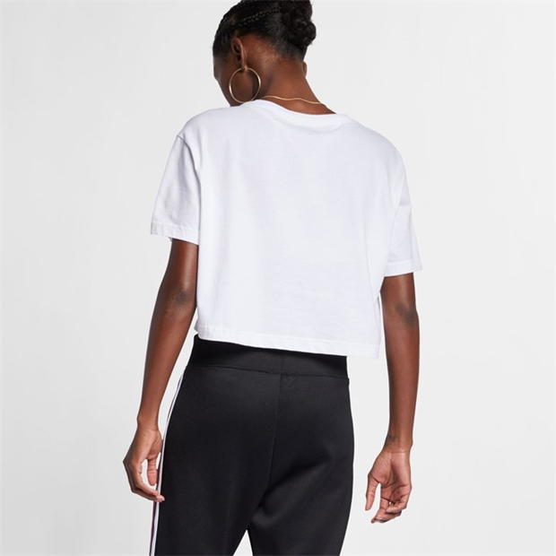 Tricou Nike Sportswear Essential Cropped pentru femei alb negru