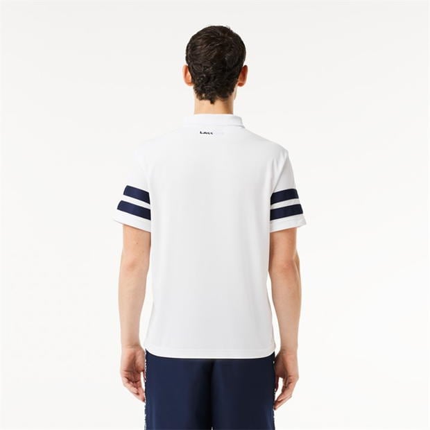 Tricouri Polo Lacoste Logo Patch alb bleumarin albastru