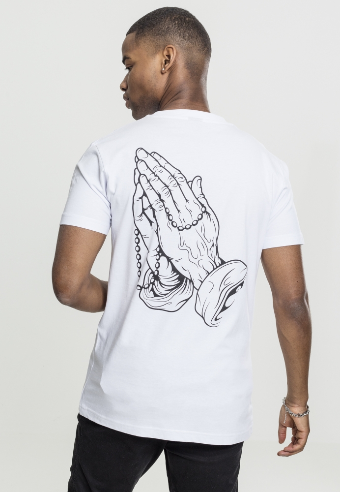 Tricou Pray Hands alb Mister Tee