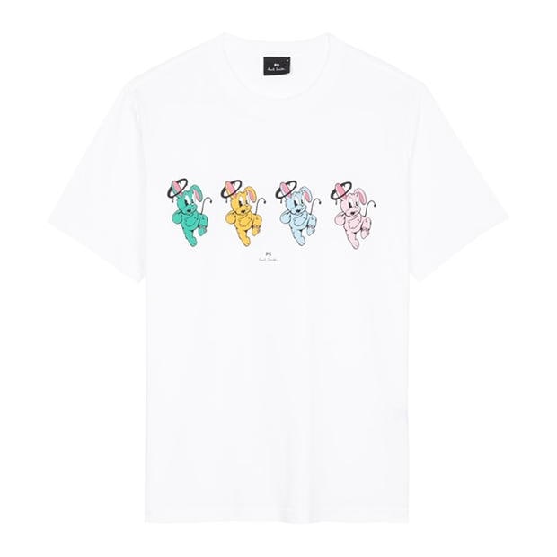 Tricou PS Paul Smith Bunny Repeat alb