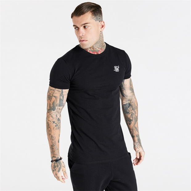 Tricou SikSilk Muscle Fit pentru Barbati negru