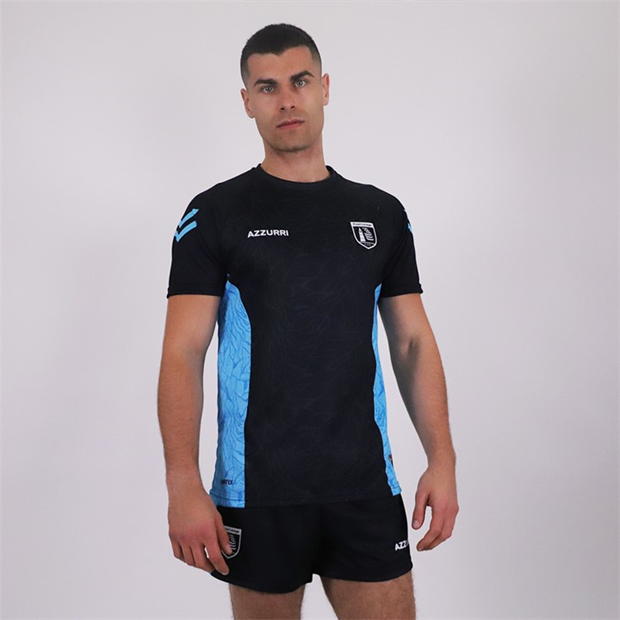 Tricou sport antrenament Azzurri Waterford Senior negru d gri albastru aqua