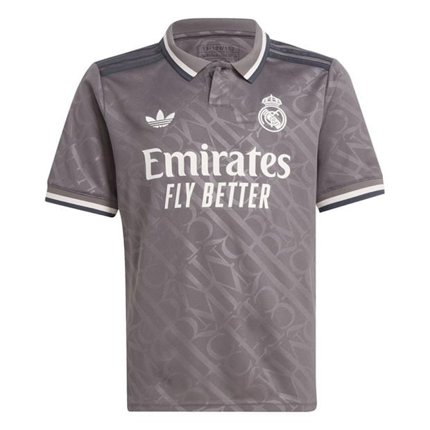 Tricou sport Third adidas Real Madrid 2024 2025 Juniors gri