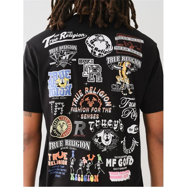 Tricou sport True Religion Multi imprimeu Graphic negru