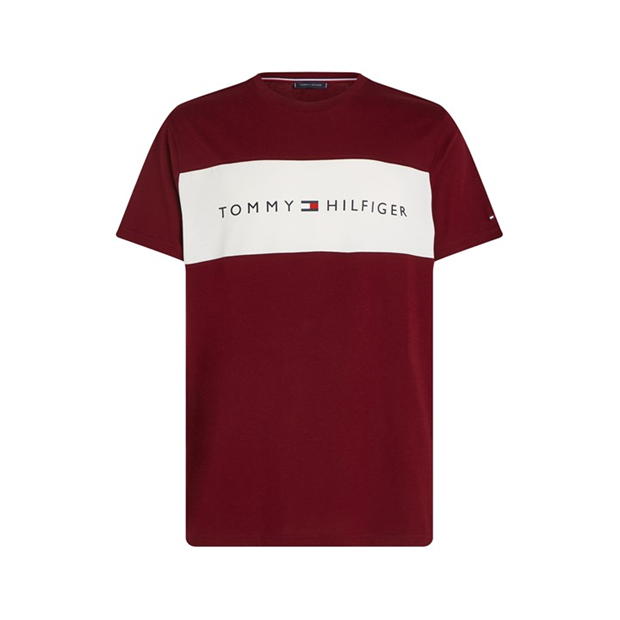 Tricou Tommy Hilfiger bumbac Panel rosu alb vlp