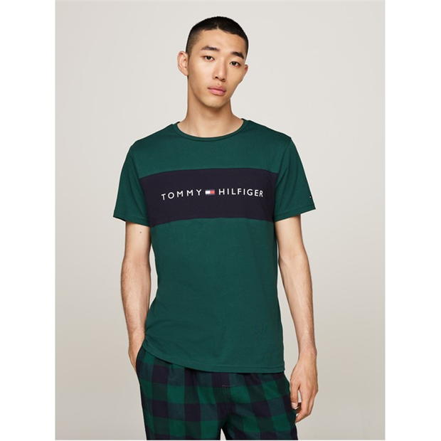 Tricou Tommy Hilfiger bumbac Panel verde albastru l6k