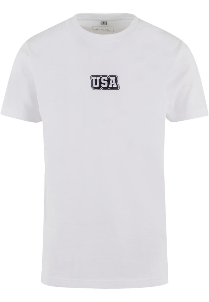 Tricou USA College Wording Patch alb Mister Tee