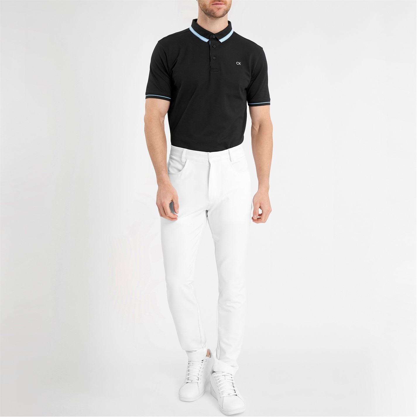 Tricouri Polo Calvin Klein Golf Monogram Piqué pentru Barbati negru