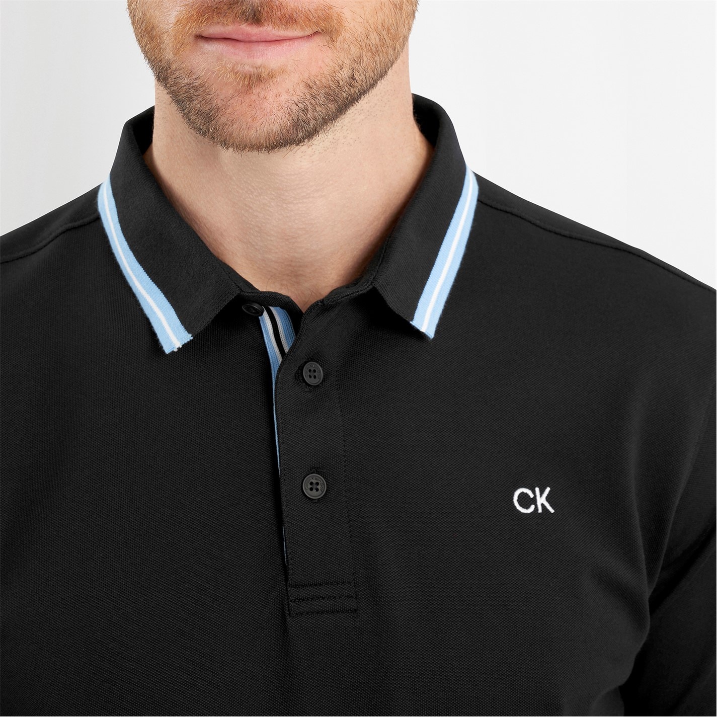 Tricouri Polo Calvin Klein Golf Monogram Piqué pentru Barbati negru