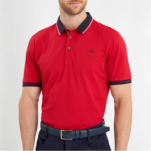 Tricouri Polo Calvin Klein Golf Monogram Piqué pentru Barbati rosu