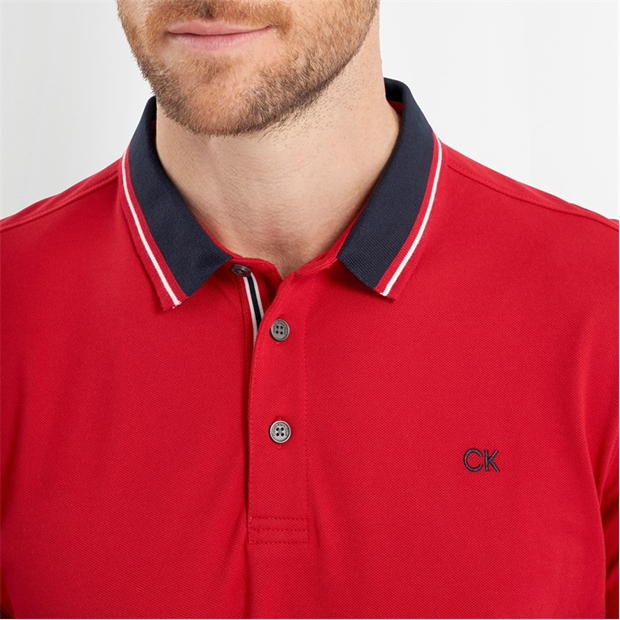 Tricouri Polo Calvin Klein Golf Monogram Piqué pentru Barbati rosu