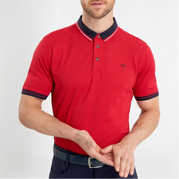 Tricouri Polo Calvin Klein Golf Monogram Piqué pentru Barbati rosu