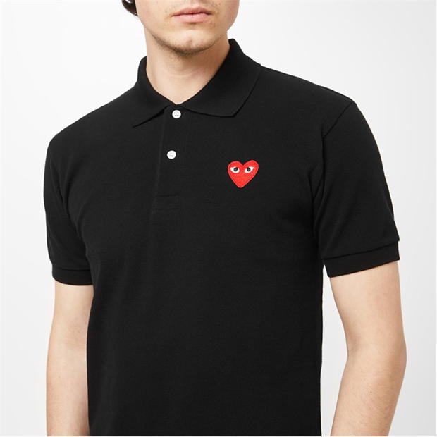 Tricouri Polo COMME DES GARCONS PLAY Embroidered Logo negru rosu