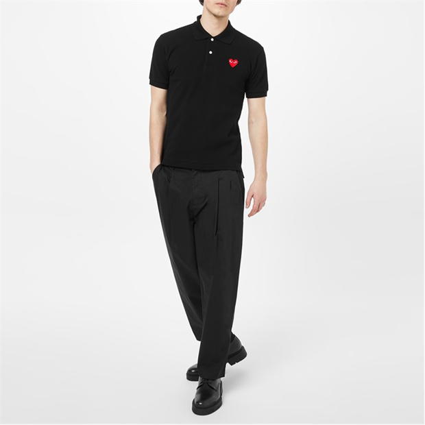 Tricouri Polo COMME DES GARCONS PLAY Embroidered Logo negru rosu