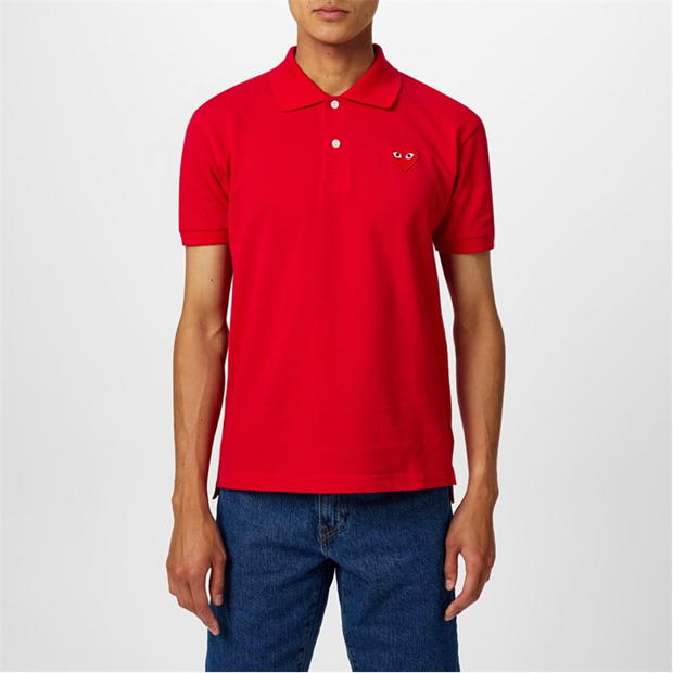 Tricouri Polo COMME DES GARCONS PLAY Embroidered Logo rosu