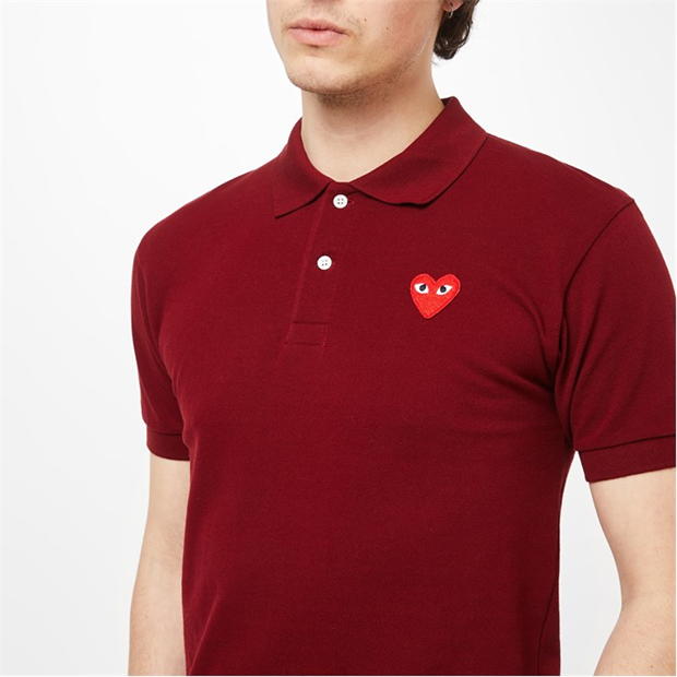 Tricouri Polo COMME DES GARCONS PLAY Embroidered Logo visiniu rosu