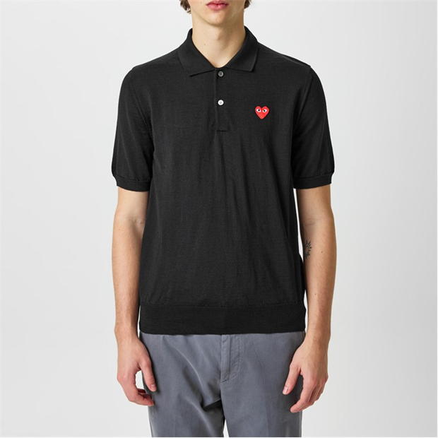 Tricouri Polo COMME DES GARCONS PLAY Heart Patch Wool negru