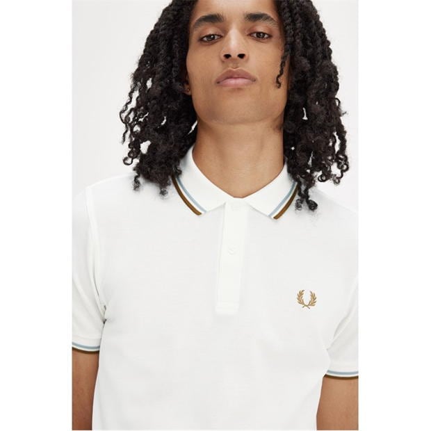 Tricouri Polo Fred Perry maneca scurta Twin Tipped alb albastru v21