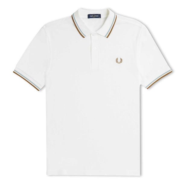 Tricouri Polo Fred Perry maneca scurta Twin Tipped alb albastru v21